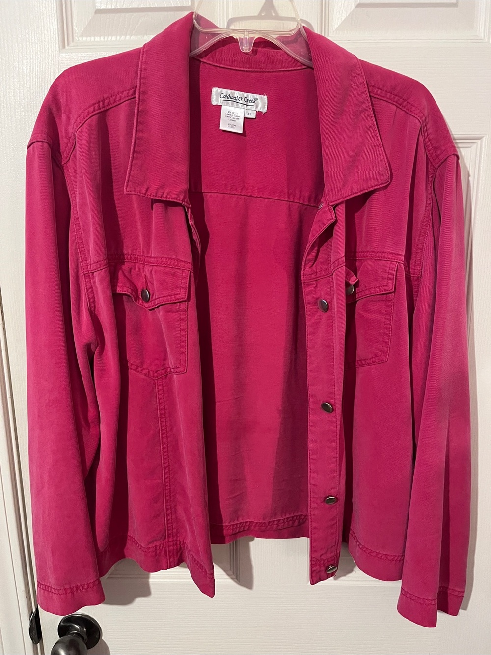 Coldwater Creek Women's Hot Pink Button-Front Jean Jacket-XL
